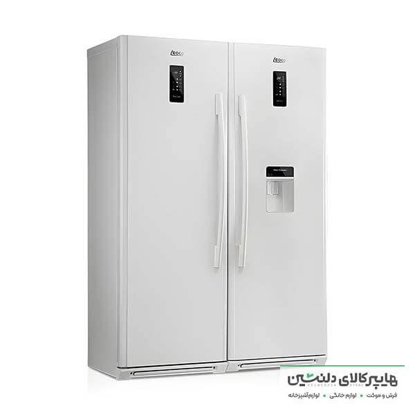 خرید و قیمت یخچال و فریزر دوقلو لئوکو یخساز اتومات مدل پرفکت استیل روشن