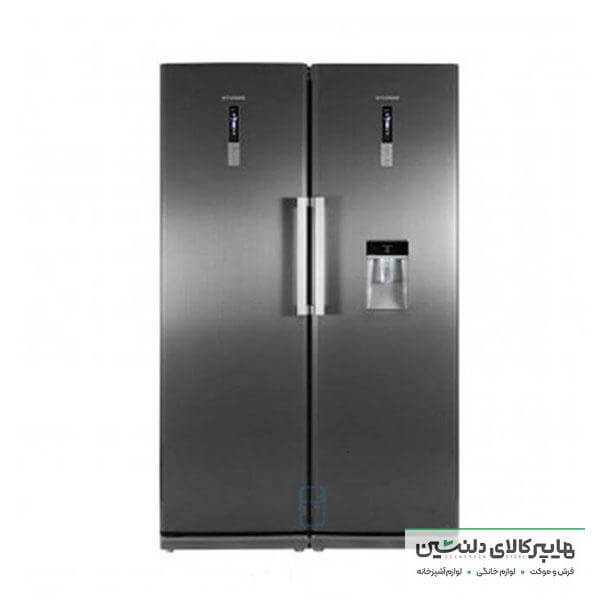 خرید و قیمت یخچال فریزر دوقلو یخساز دستی هیوندا نقره ای مدل 6061