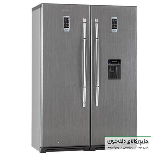 خرید و قیمت یخچال فریزر دوقلو 17 فوت لئوکو آبسردکن دار استیل روشن